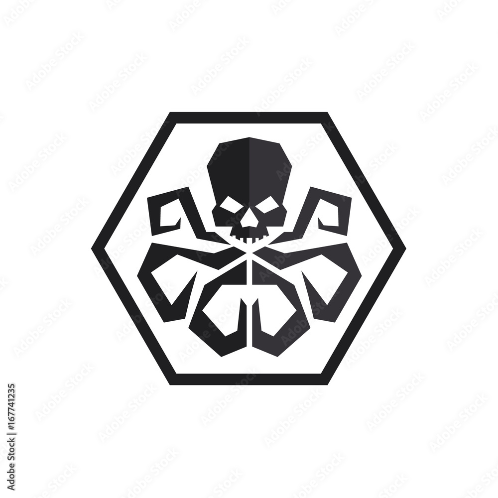 Sea octopus cuttlefish with skull astraktin logo sign modern design vector illustration Sea octopus cuttlefish with skull astraktin logo sign modern design vector illustration
