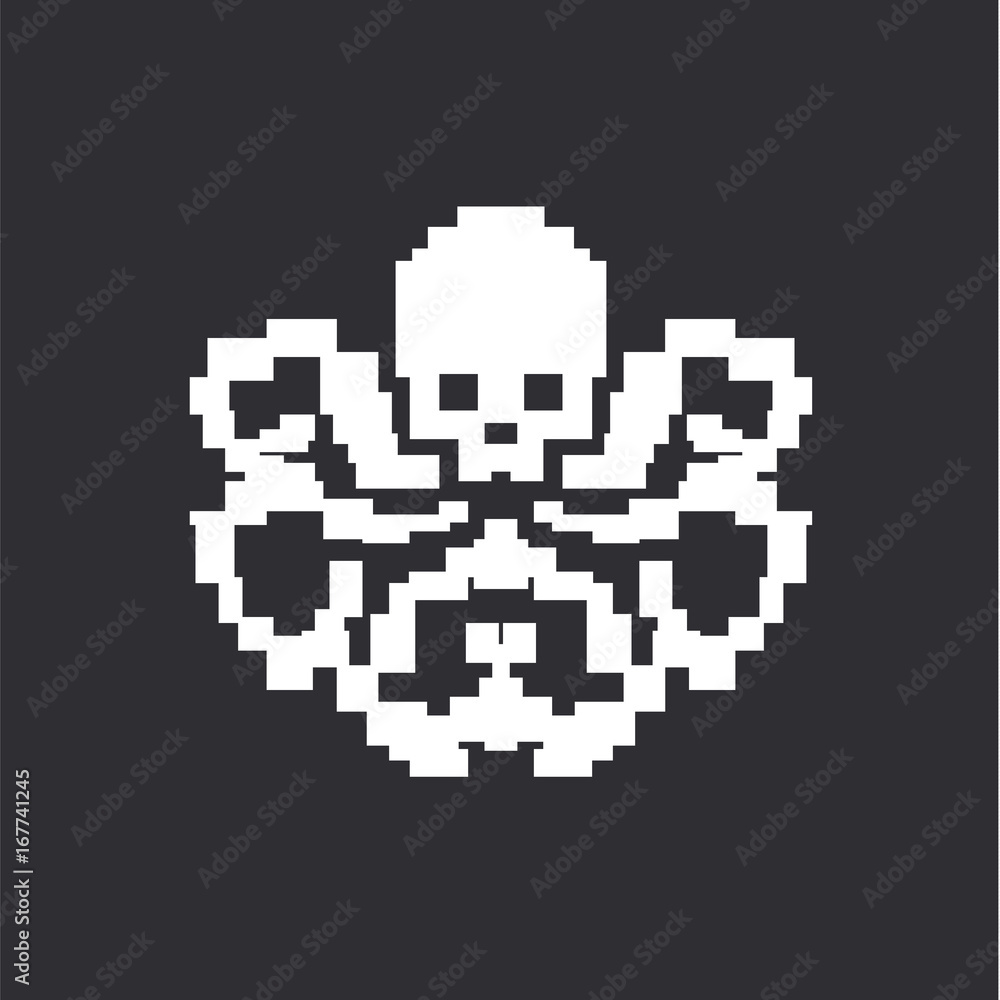 Fototapeta premium Pixel octopus logo sign abstract skull logo illustration
