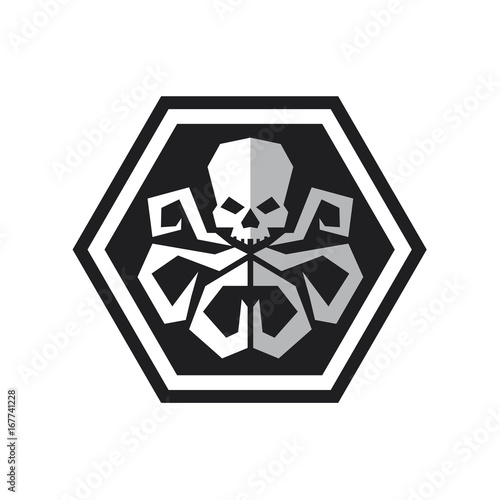 Sea octopus cuttlefish with skull astraktin logo sign modern design vector illustration