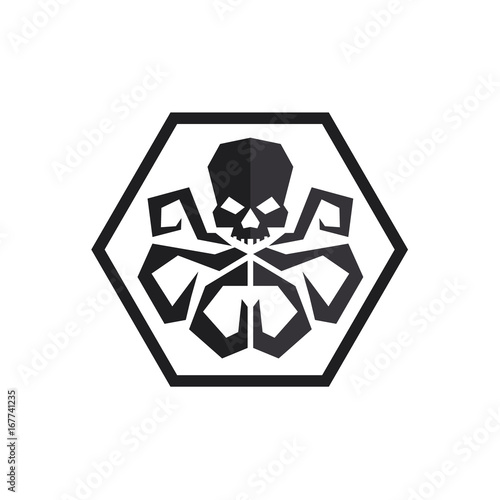 Sea octopus cuttlefish with skull astraktin logo sign modern design vector illustration