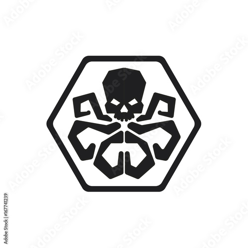 Sea octopus cuttlefish with skull astraktin logo sign modern design vector illustration