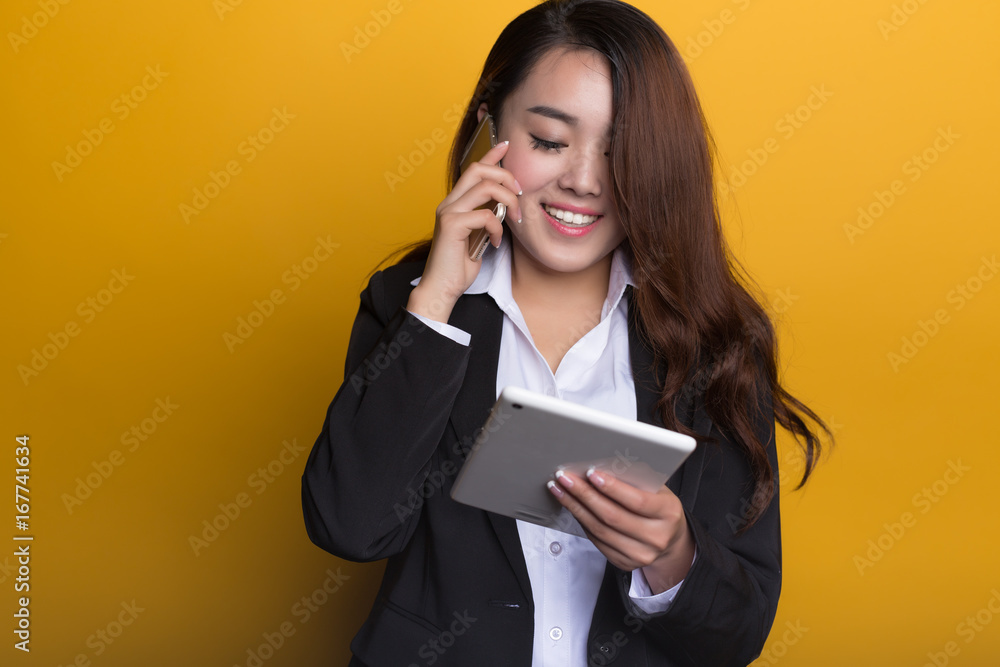 Chinese female white collar and cell phone Chinese female white collar and cell phone
