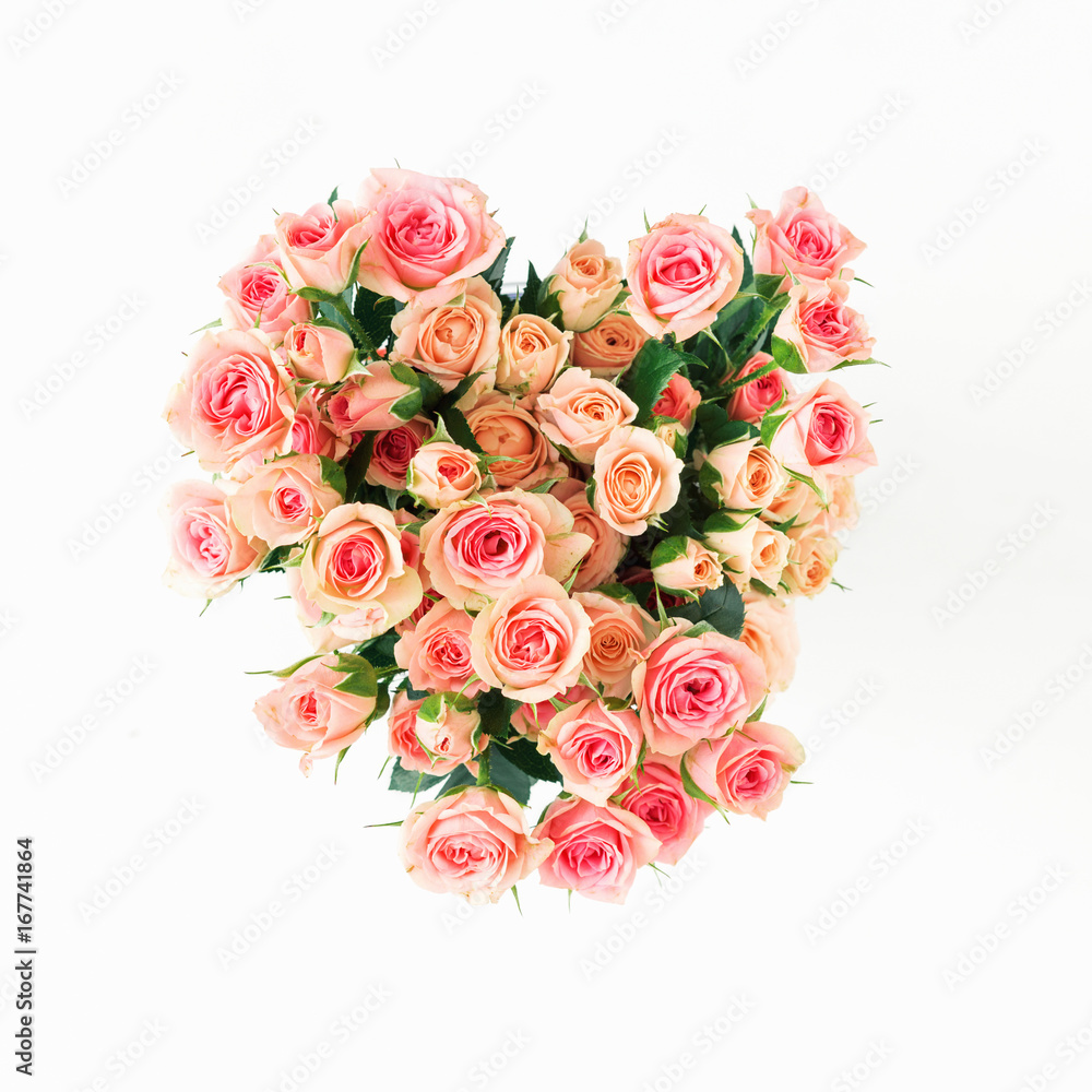 Bouquet of pink roses on a white background Bouquet of pink roses on a white background