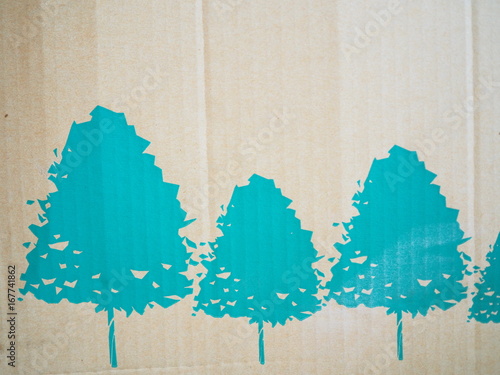 Art pattern printed on brown cardboard box