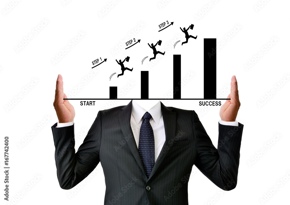 ビジネスイメージを掲げたビジネスマン