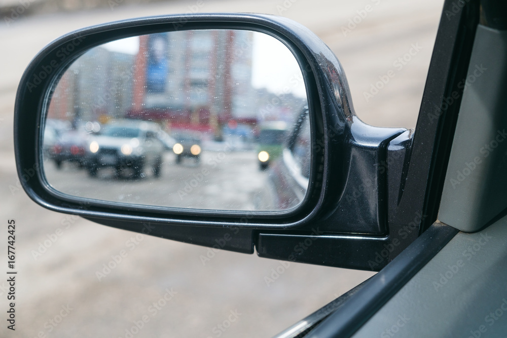 Motion blur the wing mirror of a car Motion blur the wing mirror of a car