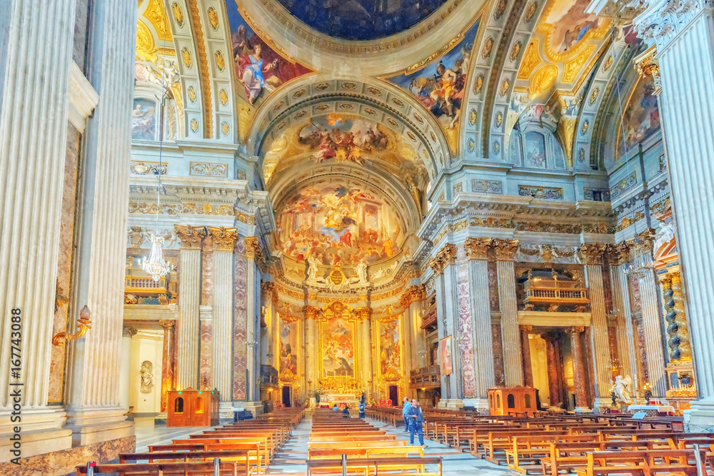  Inside the Church of St. Ignatius of Loyola at Campus Martius (Italian: Chiesa di Sant'Ignazio di Loyola in Campo Marzio. Italy.