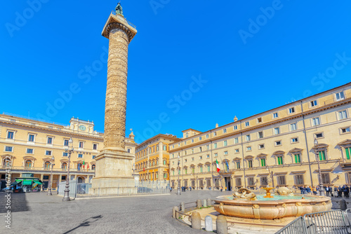 Column of Marcus Aurelius(Colonna di Marco Aurelio) on Square Column. Rome. Italy. © BRIAN_KINNEY