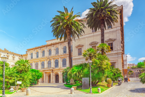 Barberini Palace (Palazzo Barberini ) .Palazzo Barberini  is a 17th-century palace in Rome, facing the Piazza Barberini in Rione Trevi. It houses the Galleria Nazionale d'Arte Antica. © BRIAN_KINNEY