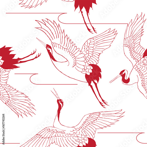 和文様_鶴文様_Japanese_pattern