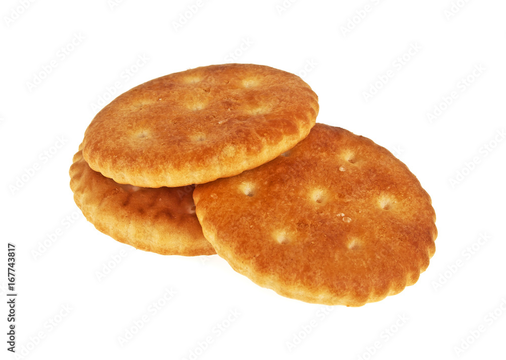 Cracker cookies isolated on white background Cracker cookies isolated on white background