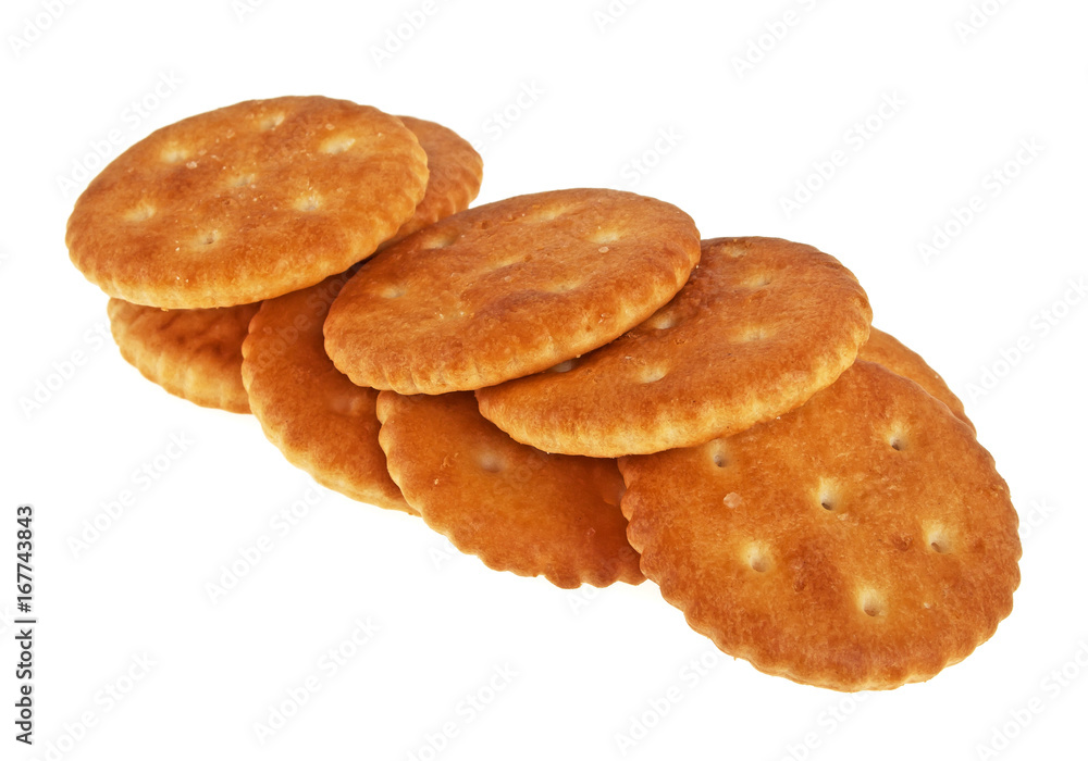 Dry cracker cookies isolated on white background Dry cracker cookies isolated on white background