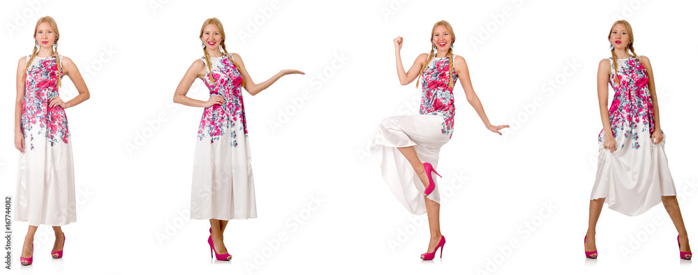 Fototapeta premium Woman in fashion looks isolated on white