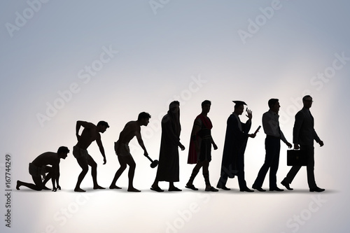 Fotobehang Progression of man mankind from ancient to modern