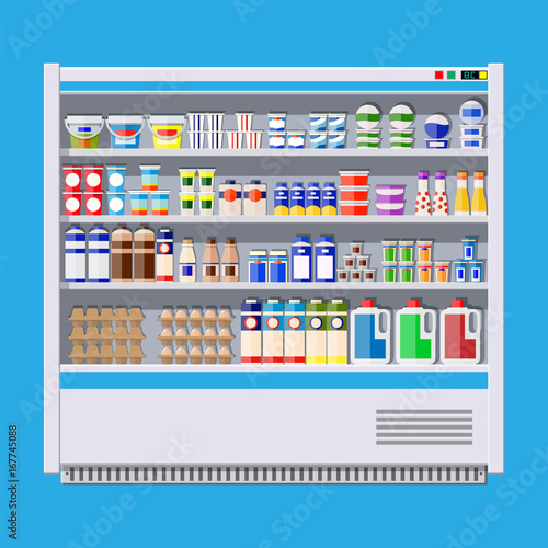 Showcase fridge for cooling dairy products.