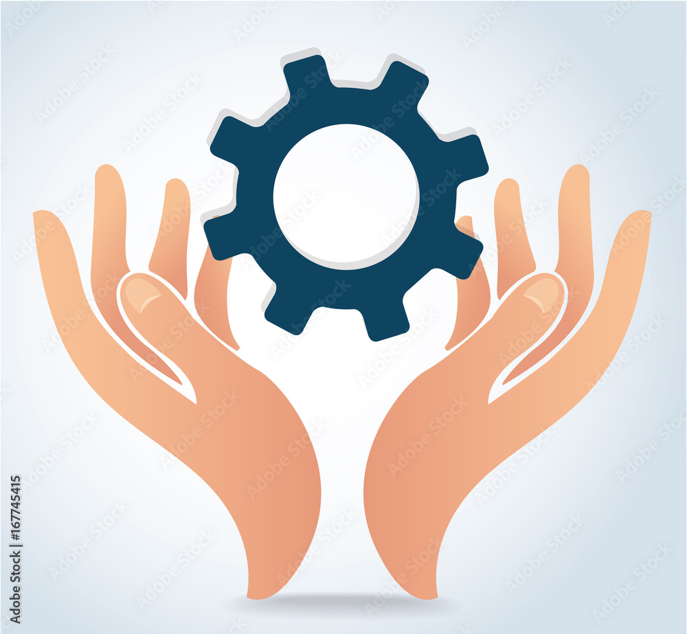 hands holding gear design logo icon vector hands holding gear design logo icon vector