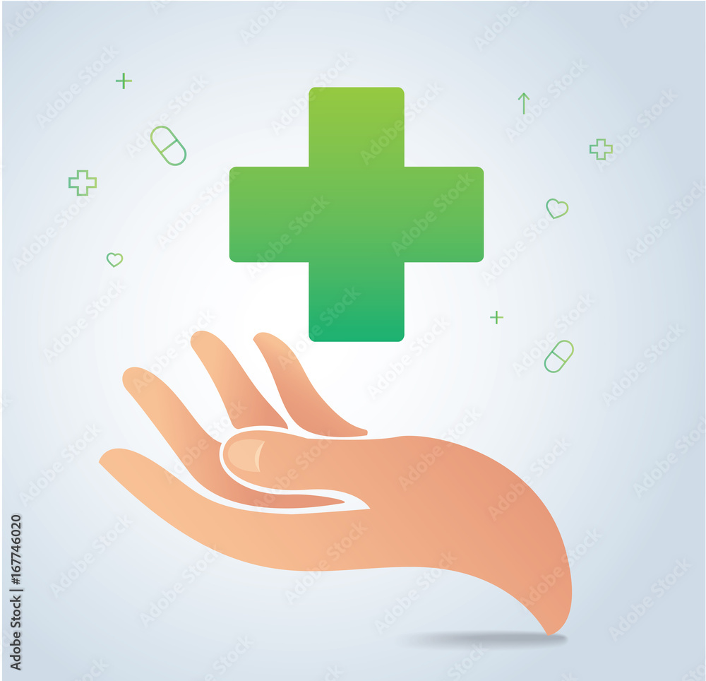 hand holding medical hospital icon symbol vector, healthcare concept hand holding medical hospital icon symbol vector, healthcare concept