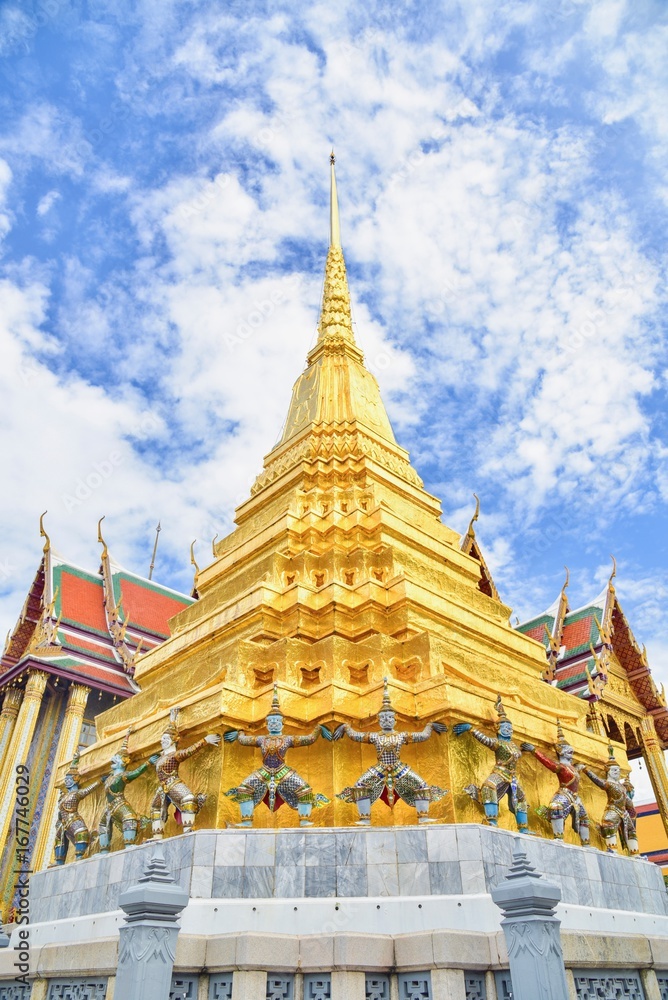 Golden Pagoda at the Temple of Emerald Buddha in Bangkok