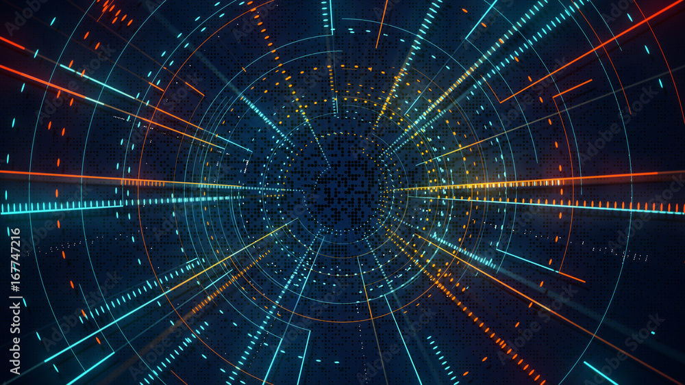 Obraz premium Radial lines techno pattern abstract background