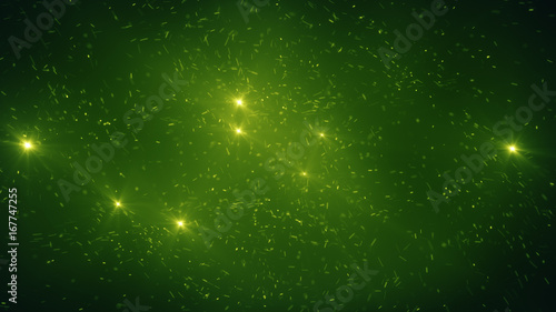 Green glow particles abstra...