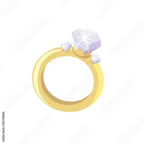 ring with a diamond. Colored vector illustration on white