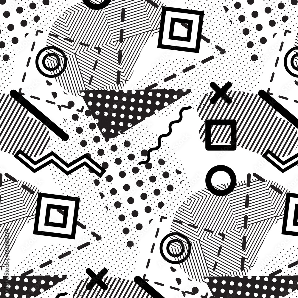 Black and white memphis collection seamless pattern Black and white memphis collection seamless pattern