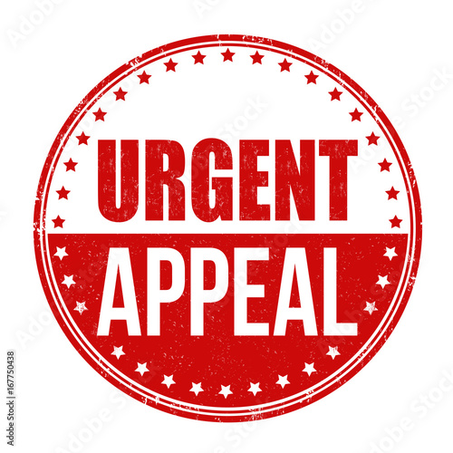 Urgent appeal sign or stamp