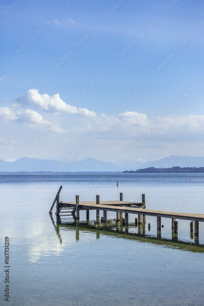 wooden jetty Starnberg Lake