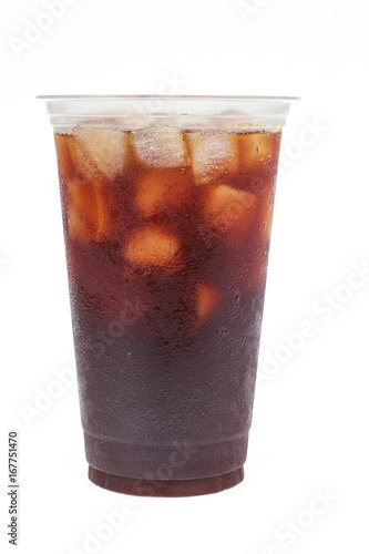 Iced coffee black coffee on white background
