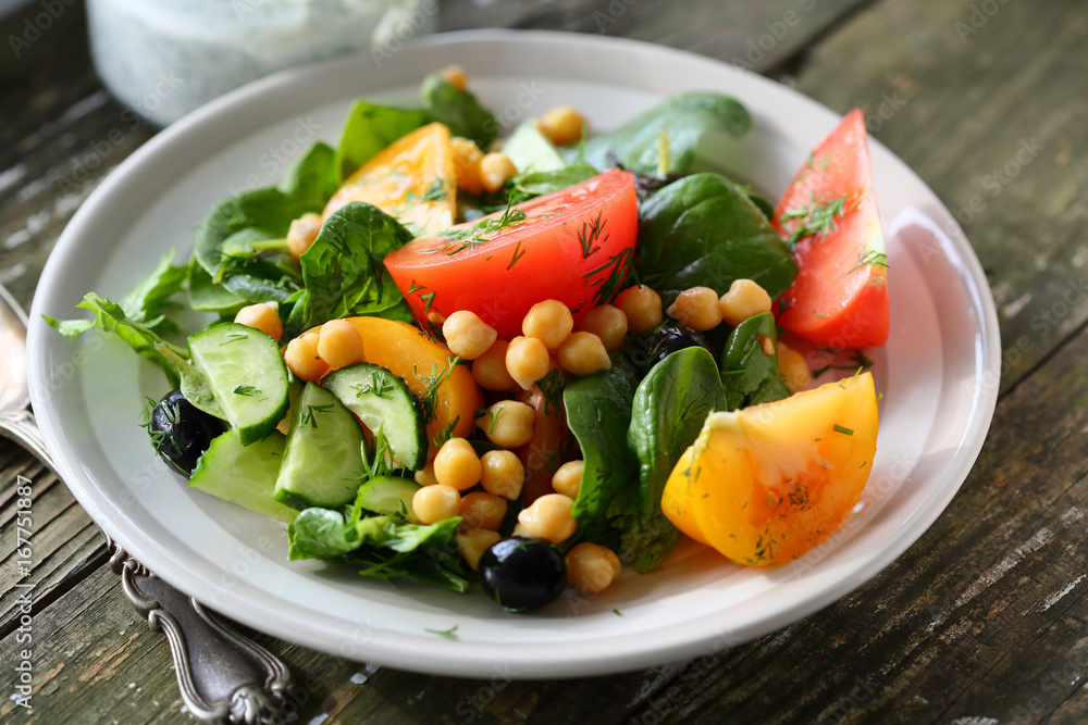 Vegan salad on plate Vegan salad on plate