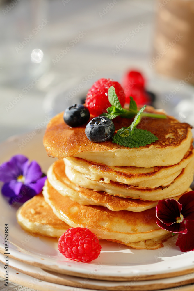 Breakfast pancakes close-up