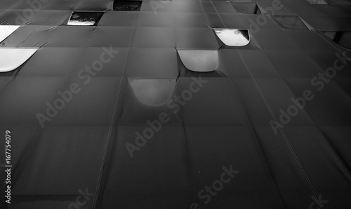 Rain on canvas roof that conveys the loneliness and emptines photo