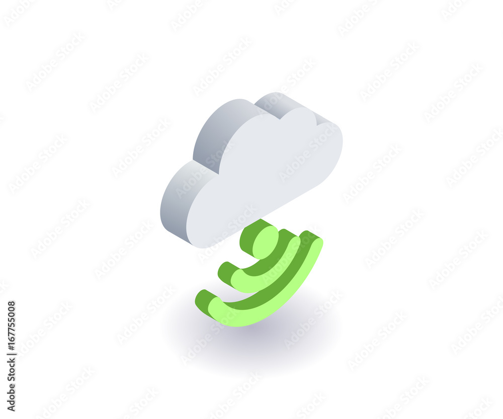 Computer Cloud icon, illustration, vector symbol in flat isometric 3D style isolated on white background. Computer Cloud icon, illustration, vector symbol in flat isometric 3D style isolated on white background.
