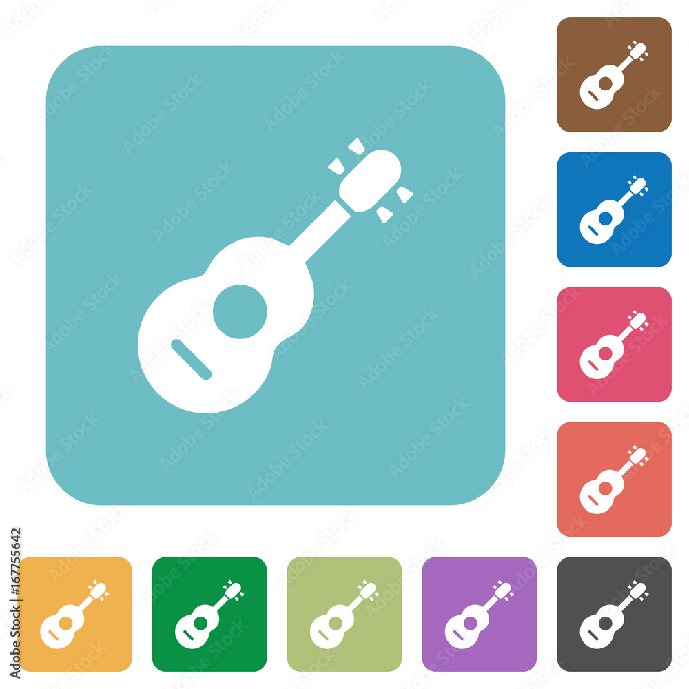 Acoustic guitar rounded square flat icons Acoustic guitar rounded square flat icons