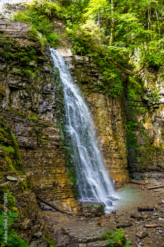 Photo of hight waterfall in Carpathian mountains