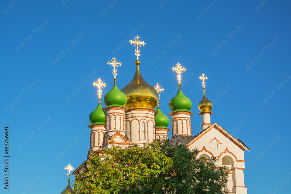 Domes and golden crosses of the Trinity Cathedral