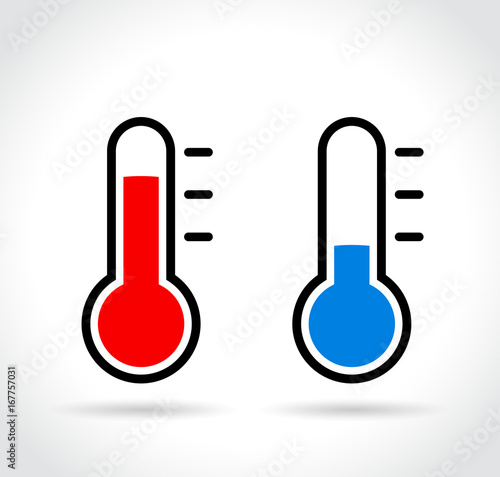 cold and hot thermometer icons