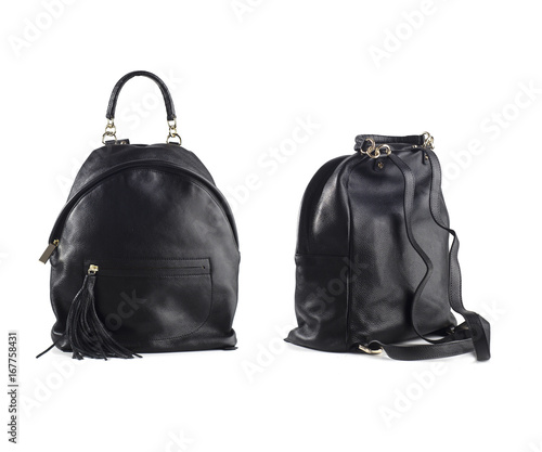 leather backpack isolated on white background