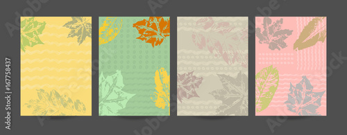 Autumn Collection of creative artistic cards. Hand Drawn textures  Abstract Brush elements   Graphic Design for banner  poster  cover  invitation  placard  brochure  flyer.