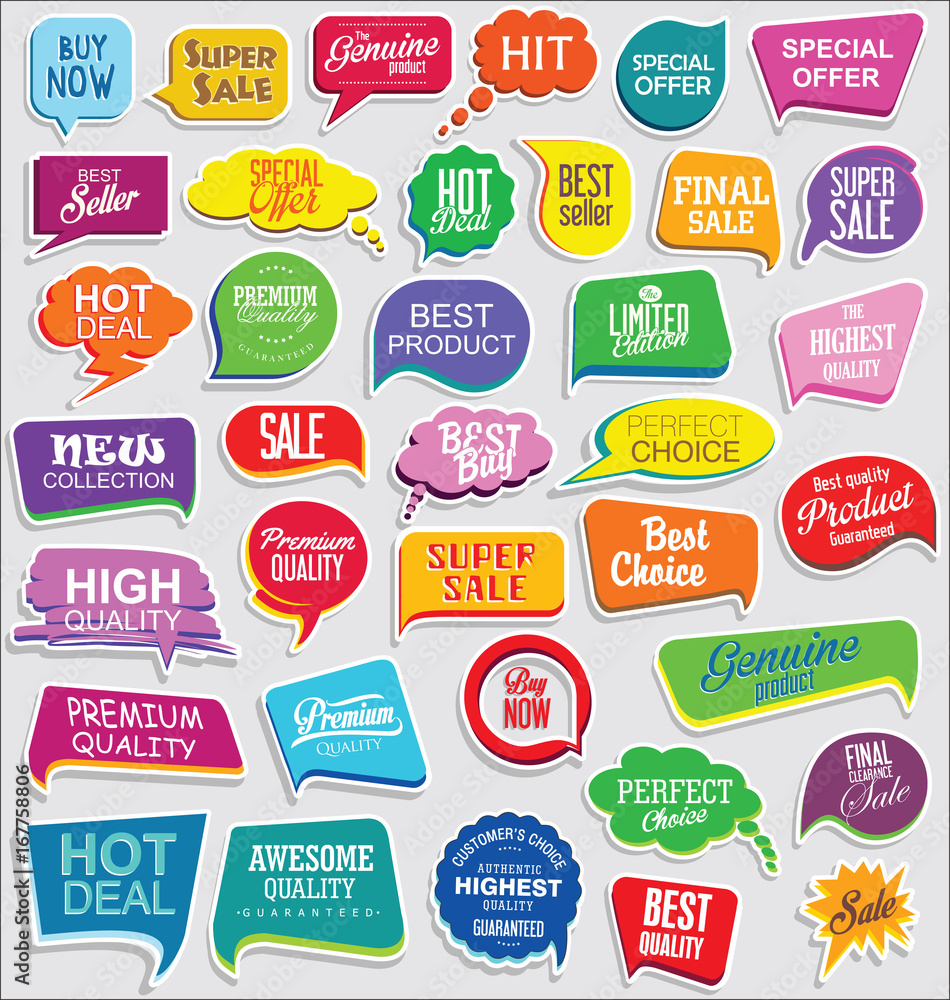 Promo sale stickers and tags collection modern design