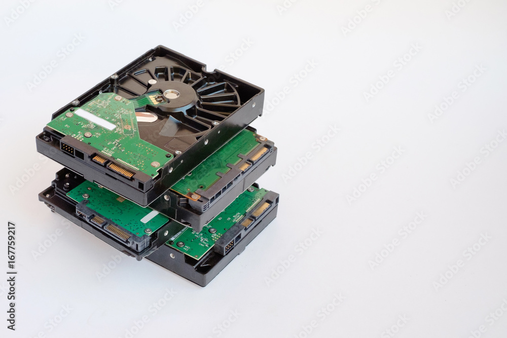 Several Hard drive isolated on a white. HDD disk Several Hard drive isolated on a white. HDD disk