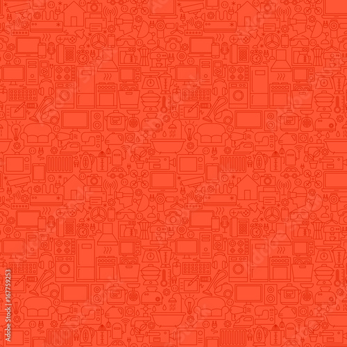 Red Household Seamless Pattern