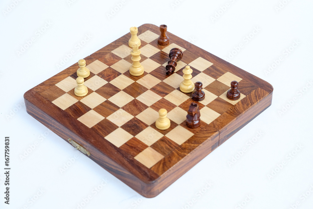 Chess game. Chess king is checkmated, chess game over Chess game. Chess king is checkmated, chess game over