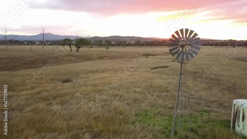 Windmill in the countryside of Queensland, Australia.