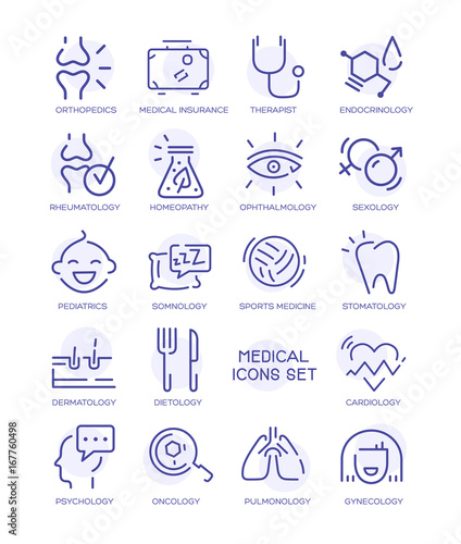 Set of medical icons, vector line signs