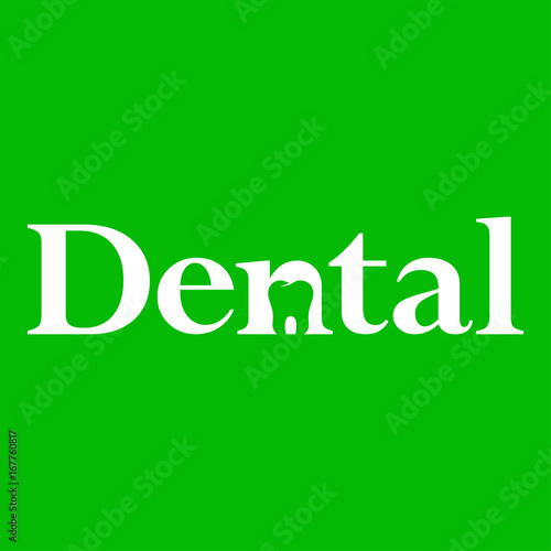 Logotipo Dental con muela en espacio negativo blanco en fondo verde