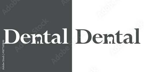 Logotipo Dental con muela en espacio negativo gris y blanco