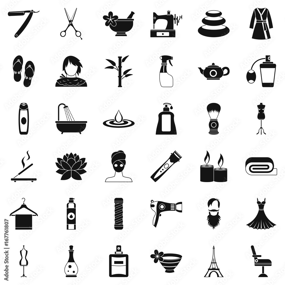 Fototapeta premium Cosmetic icons set, simple style