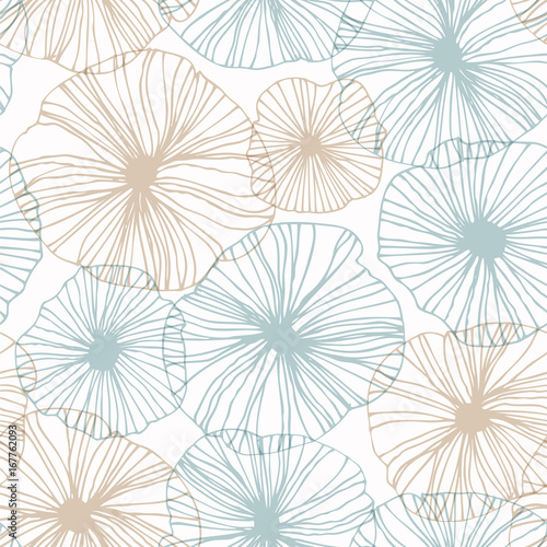 Decorative abstract floral pattern. Vector linear texture. Seamless background