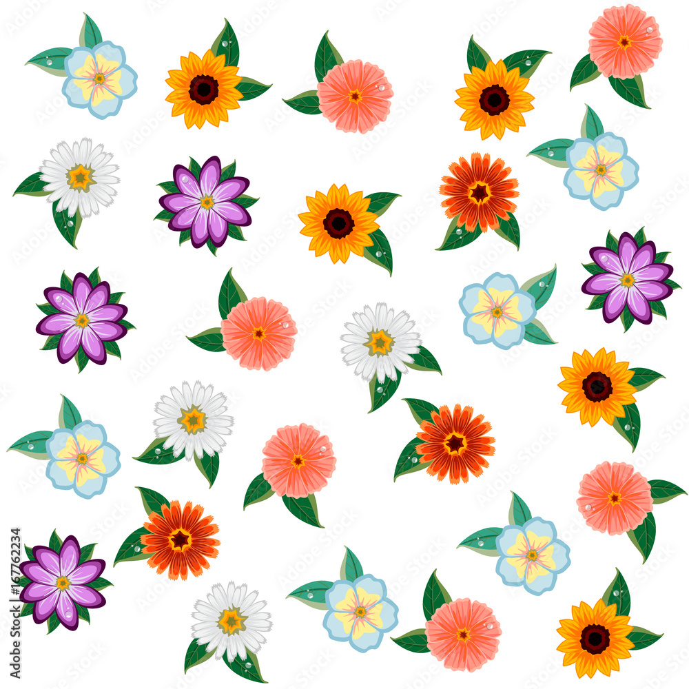 floral pattern in with flowers and leaves.